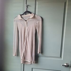 Checkered Long Sleeve Dress